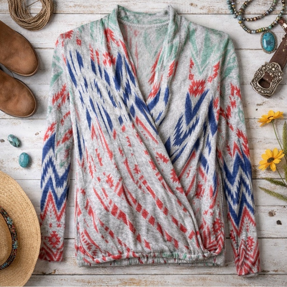 Vintage Wrangler Women's Small Knit Sweater Southwestern Aztec Pullover Sweater